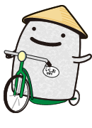 『自転車にのって左手をあげるいしおさん』の画像