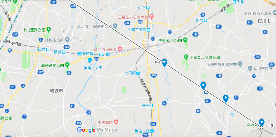  筑西市内で「ダイヤモンド筑波初日の出」を見ることができるラインの紹介